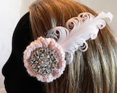 Pale Pink Fascinator Pale pink Hairclip Hair Clip Pink nagorie feather rhinestone