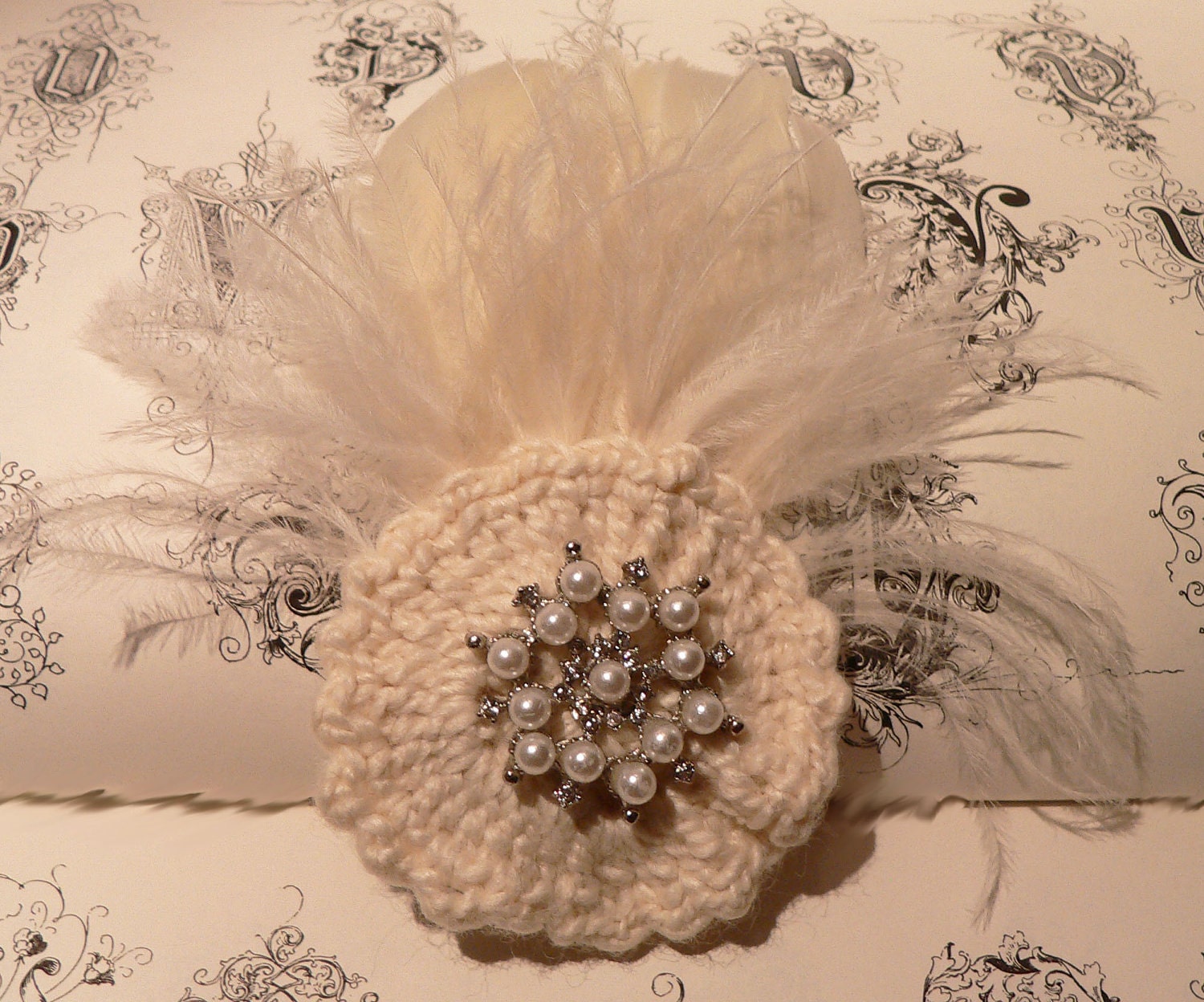 Ivory Fascinator Bridal Fascinator  boutonniere feather hair clip