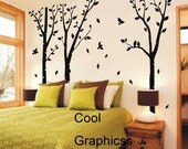 Birch Trees Forest - vinyl wall decals tree wall sticker, nursery bedroom children wall decor, home decor wall hanging , birds decal branch