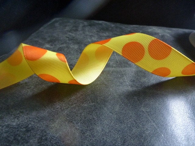 Yellow and Orange Polka Dot Ribbon 7/8 inch