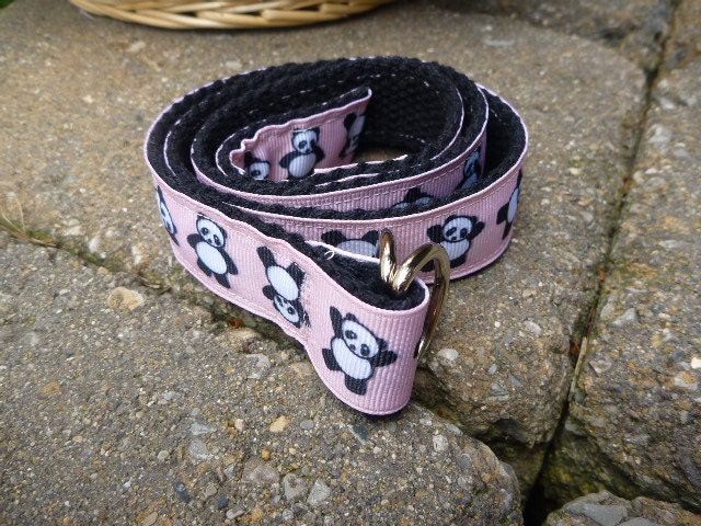 Panda Bear Belt with Webbing Black, White and Pink