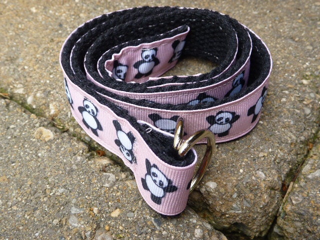 Panda Bear Belt with Webbing Black, White and Pink