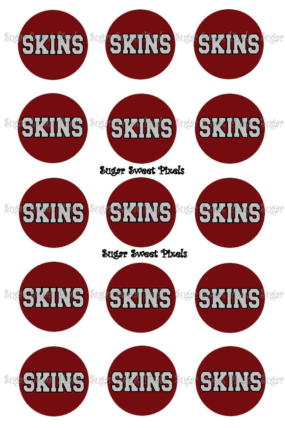 INSTANT DOWNLOAD Maroon/ Burgandy Skins School Mascot 1 inch Circle Bottlecap Images 4x6 sheet