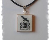 Christian Scrabble TIle Pendant Necklace Choice of Soar, God Rocks, cross, glory, God Rocks Devil will roll