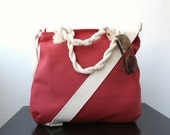 Sailor  Red Messenger  bag and HandBag  Adjustable Cotton strap zipper closure  Mothers Day Gift For Women For New Mom beach Bag