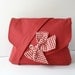 Red Cotton Fabric Messenger  Bag  Red and White Gingham  Bow Adjustable strap