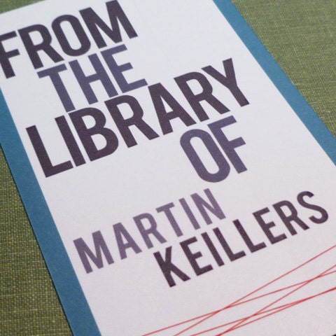 Personalized Bookplate Mid Century Ex Libris Design, Set of 24