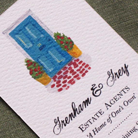 Personalized business card -  with Front Door  Illustration - Set of 50