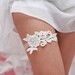Wedding Garter Ivory Cotton Lace with pearls and glass beads