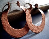 Gaia Hoops in Hammered Copper:  Natural Copper Finish