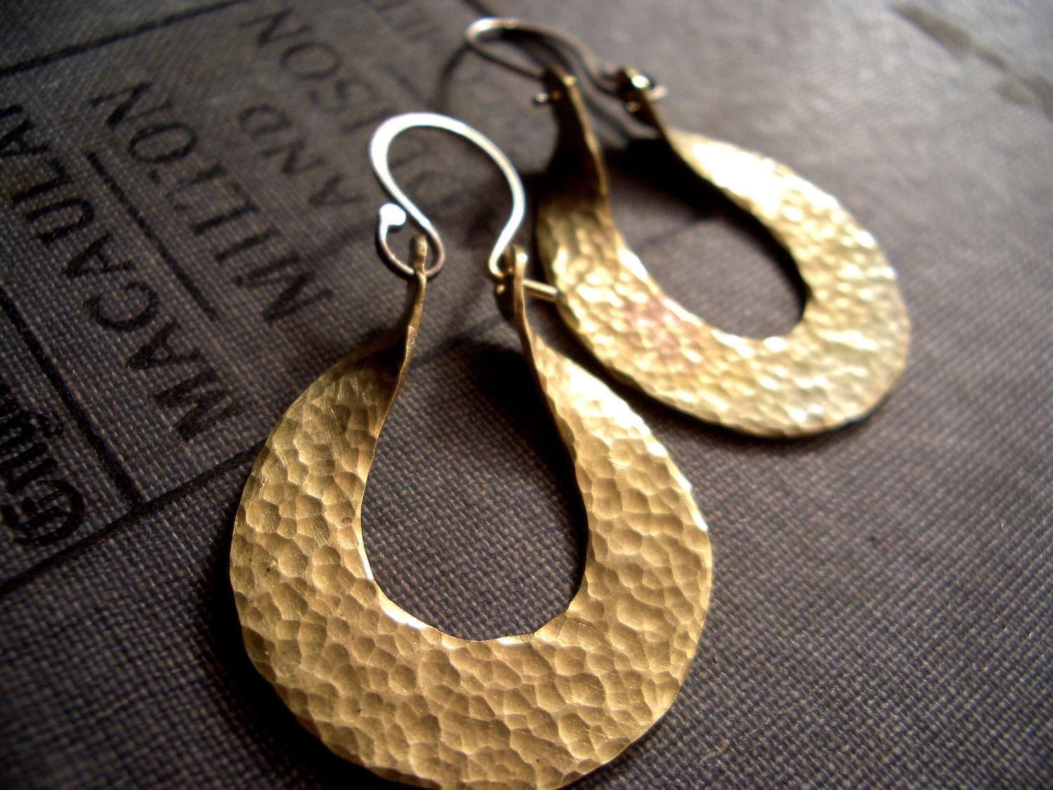 Small Isis Hoops in Hammered Brass