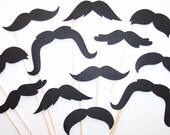 Mustache Cupcake Toppers - Set of 30 Picks - Black - PRIORITY Shipping