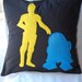 CP30 And R2D2 Felt Appliqued Pillow Cover