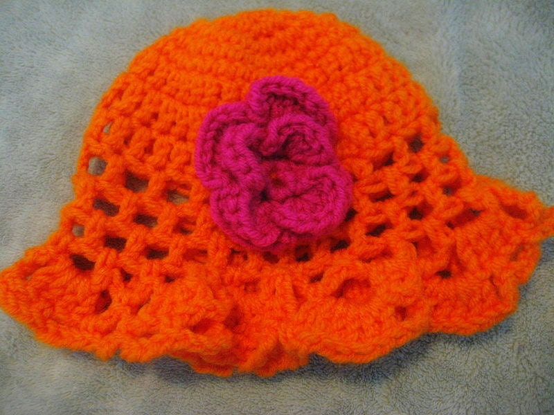 Crochet Orange Ruffle Baby Girl Hat Made Ready to Ship