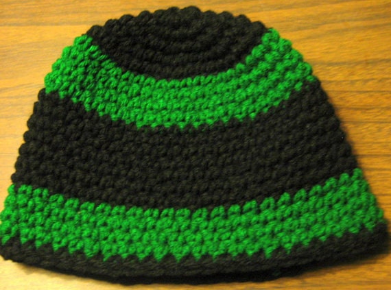 Boy Beanie Hat Green and Black Fits 24 month-3T