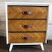 Vintage modern upcycled white and wood herringbone dresser