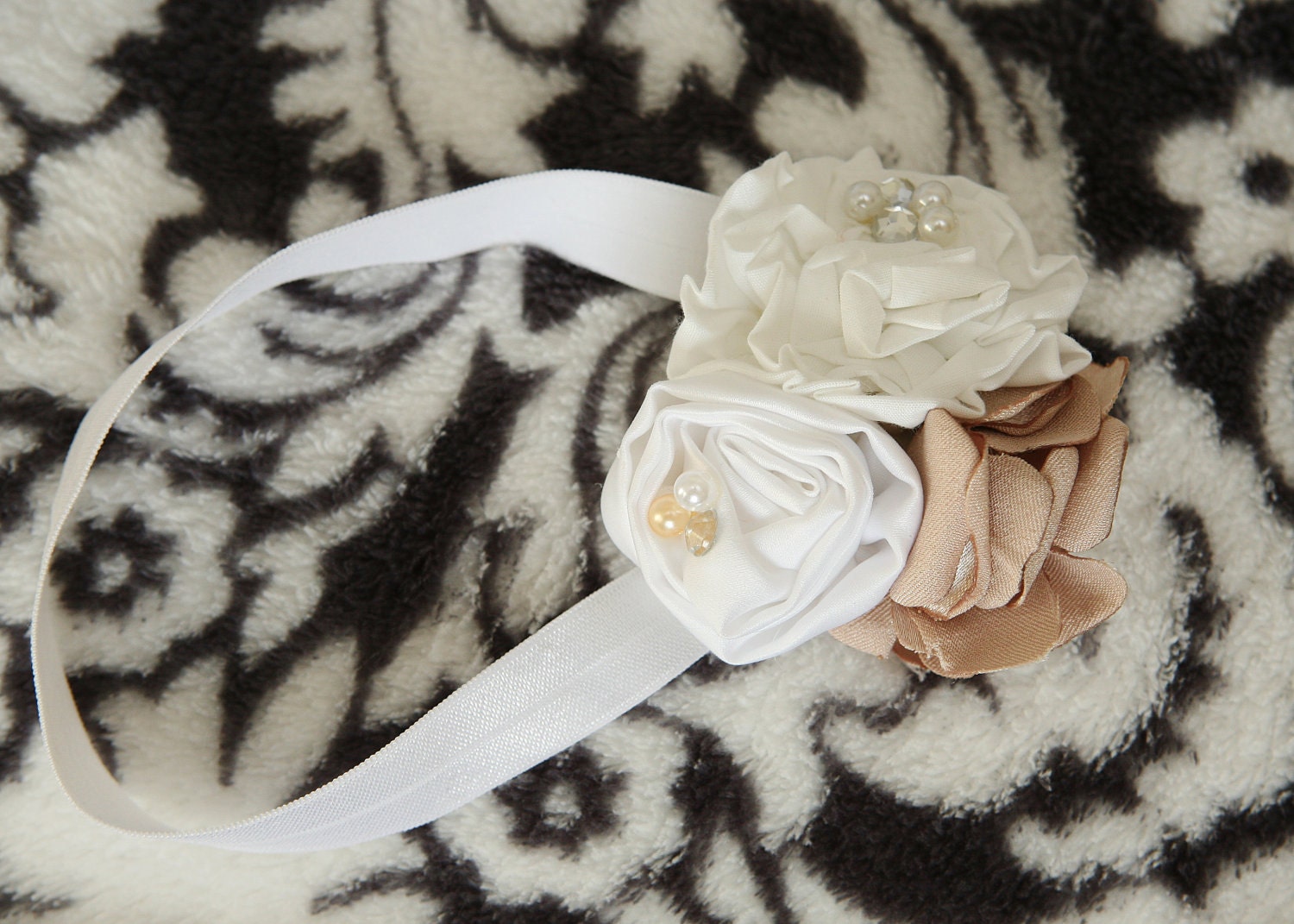 Historically inspired Lace, Satin and Cotton COLETTE  DRESS  SET with rose and hydrangea Headband