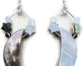 Black Lip Shell Moon & Stars Earrings with Moonstone and Smoky Quartz - DanusTreasureTrove