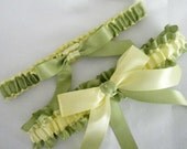Lime Green and Lemon Yellow Wedding Bridal Garter Set
