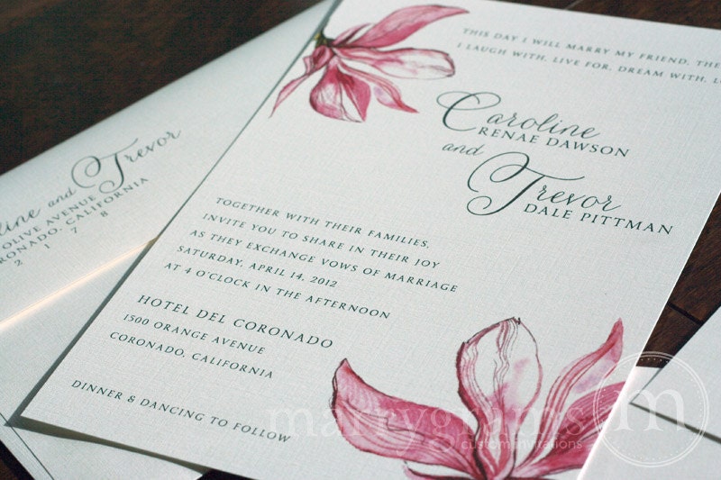 Pink Wedding Invitation Floral Classic Invites -- Gorgeous & Elegant Invitations