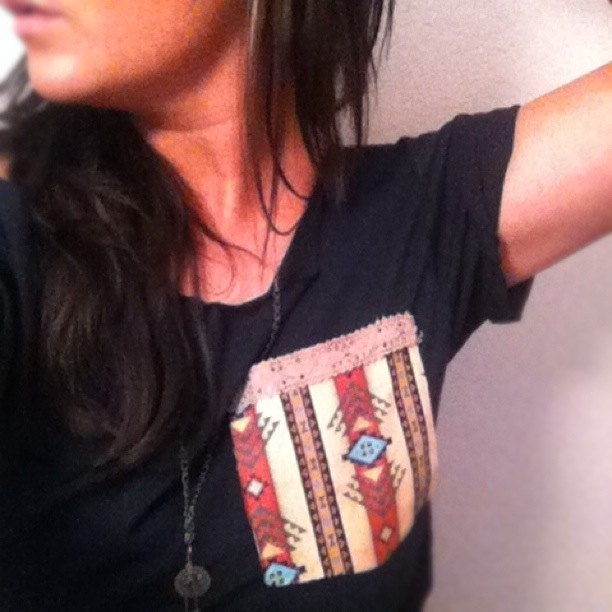 FREE SHIPPING, Tribal Black Off Shoulder, Aztec, Tribal ,Navajo Inspired Tshirt (women, teen girl)