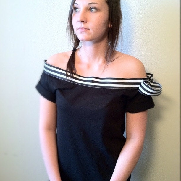 Striped Off Shoulder Tshirt, (women, teen girls) FREE SHIPPING