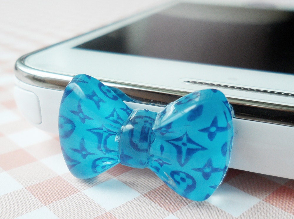 louis style bow earphone plug - Blue