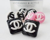Square coco earrings - black