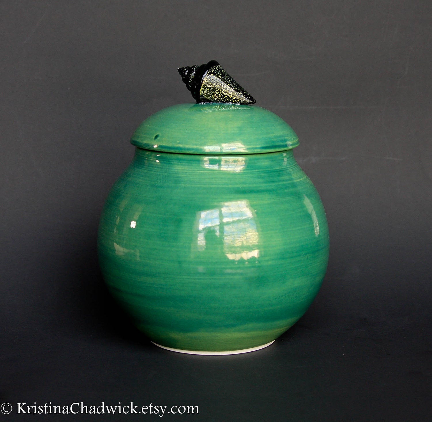 Ceramic Jar with Glass Shell in Green