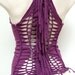 Purple tribal top - eco woven braided open back festival fringe party shirt - reconstructed boho bohemian hippie summer - S US 4 6