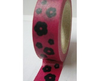 Japanese Washi Masking Tape - Black Sakura with Plum - 11 Yards