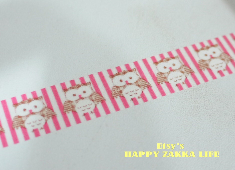 Japanese Washi Masking Tape - Cute Owl - 11 yards