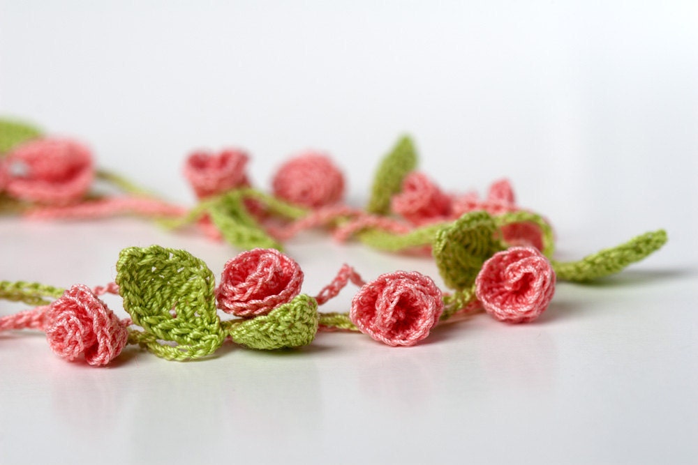 Crochet Pattern Rose Garden Necklace PDF Instant Download