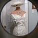 off the shoulders Wedding Dress with Pearls size 7-8 and hat veil