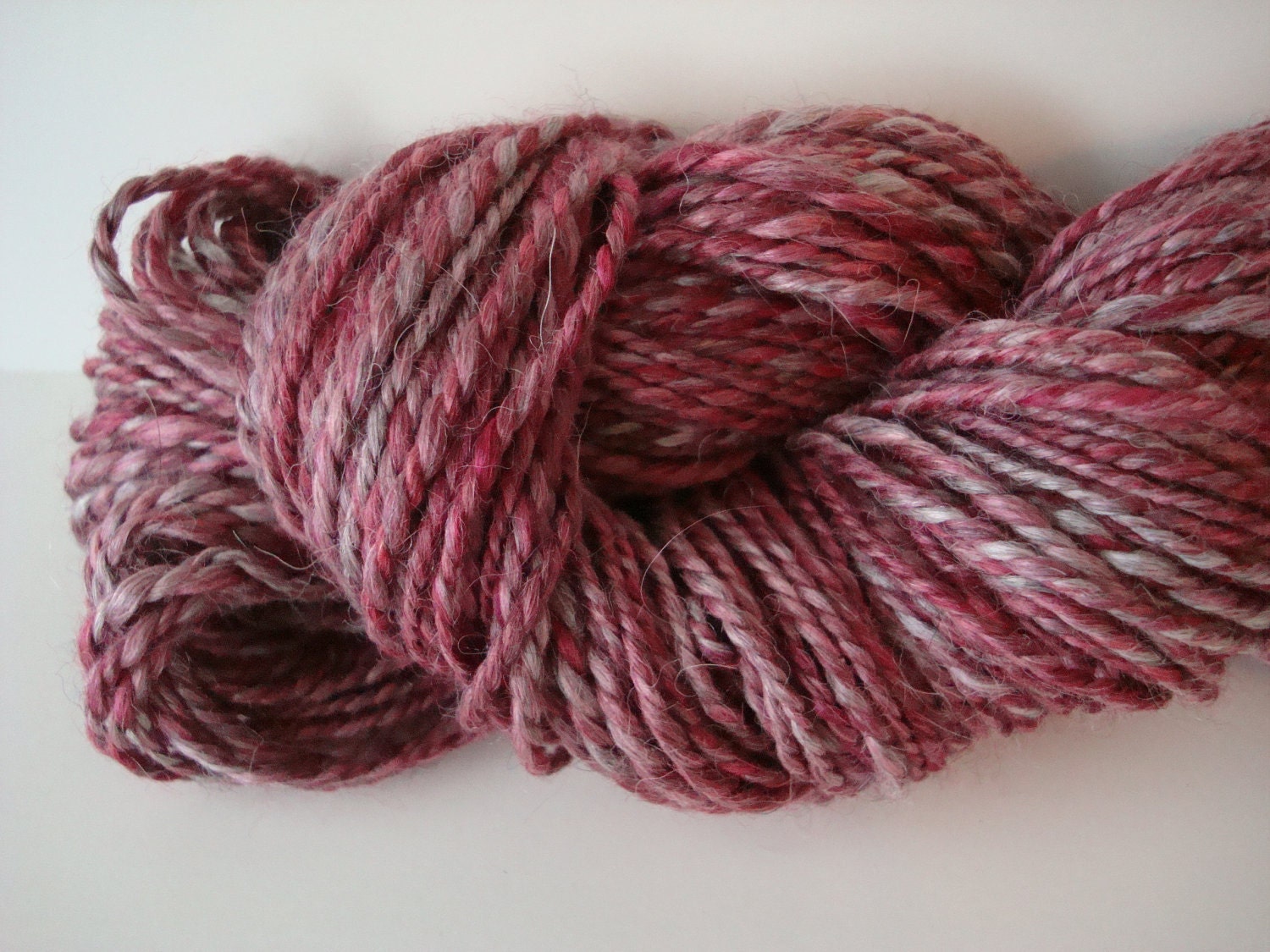 SALE Handspun Alpaca Silk Yarn "Moonlight and Roses" 128 yds