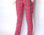 Delf Girl Pink Plaid Pants For SD BJD - Last Pair