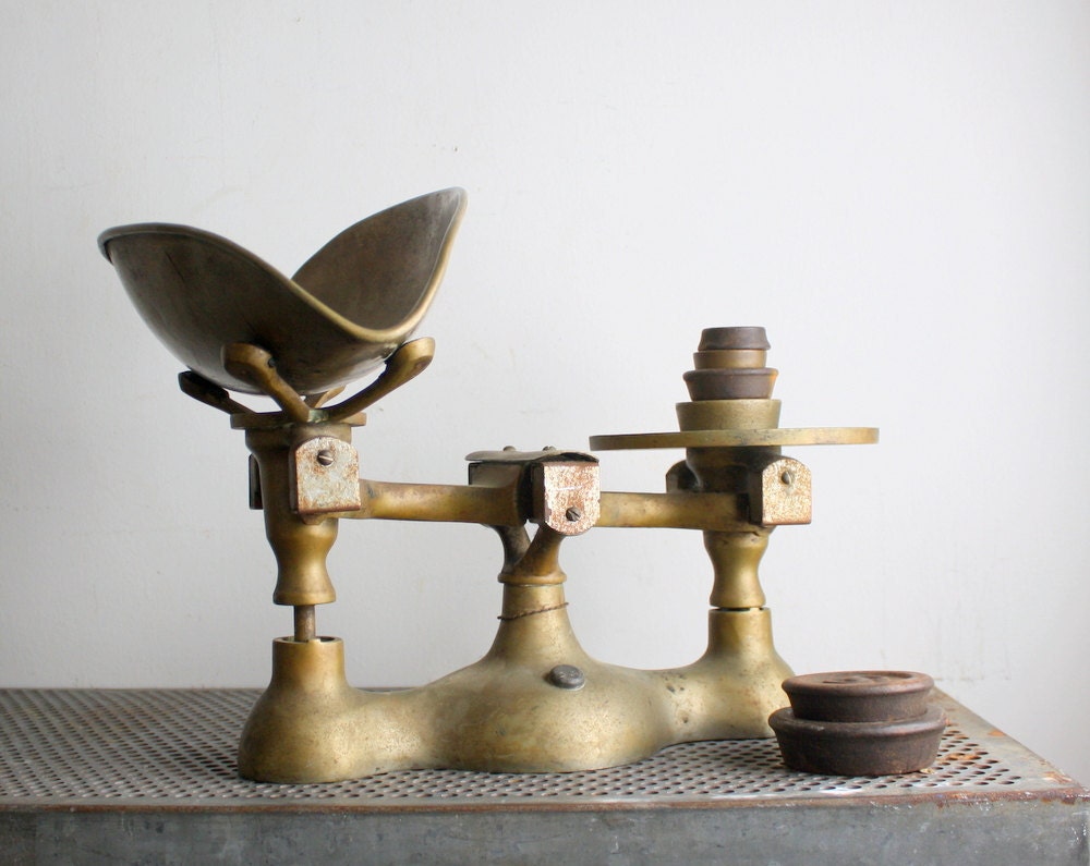 Antique Cast Iron and Brass Mercantile Candy Scale