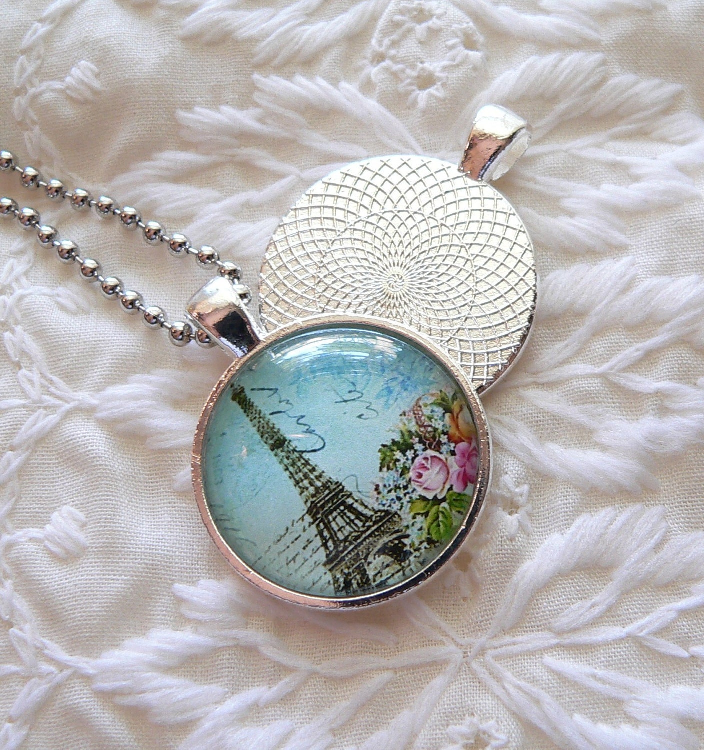 Man on the Moon, Altered Art Glass Dome Photo Pendant Necklace, No. 078-26
