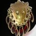 Reserved - Lion's Head Pendant Necklace with Red Dangles