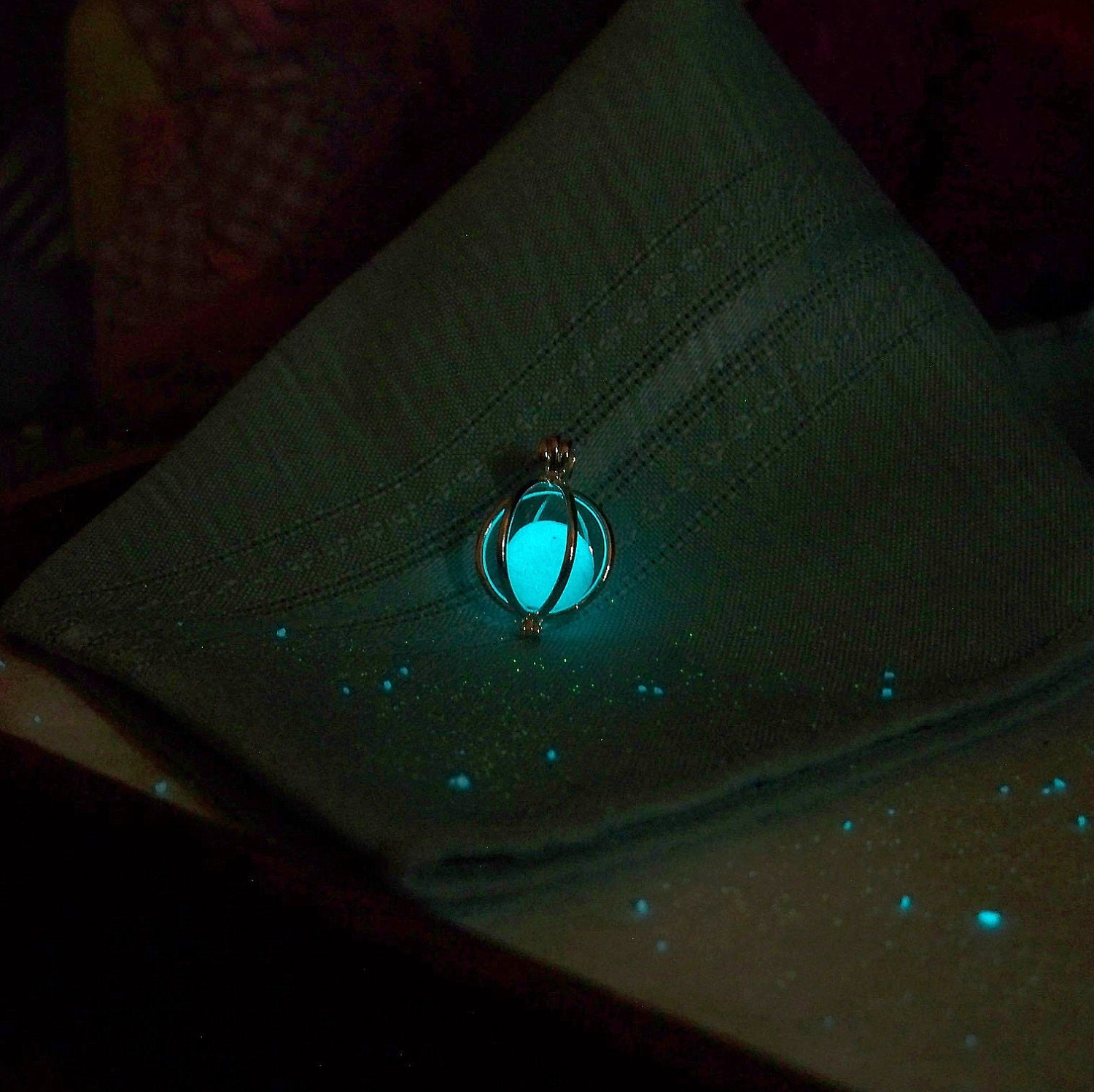 Kaged Magic - Silver Cage Style Pendant with Removable Glow in the Dark Sphere - Magic Made Elegant