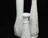 Vintage Milk Glass Vases - The Madison Collection - Set of 3 Vintage Milk Glass Vases for Wedding Decor Centerpiece