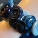 HANDMADE Button bracelet many shades and sizes of beautiful Vintage blue buttons elastic band ooak