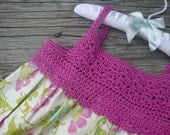 Girls Dress Amy Butler Sweet Jasmine Age 3-4 yrs 100% Cotton Crochet Bodice Sundress Pinafore