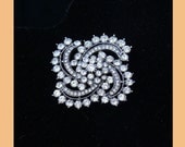 Bridal Brooch Hair Comb Diamond Rhinestones Silver