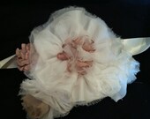 Sally Floral Bridal Sash Wedding Belt Shabby Chic Ivory Taupe