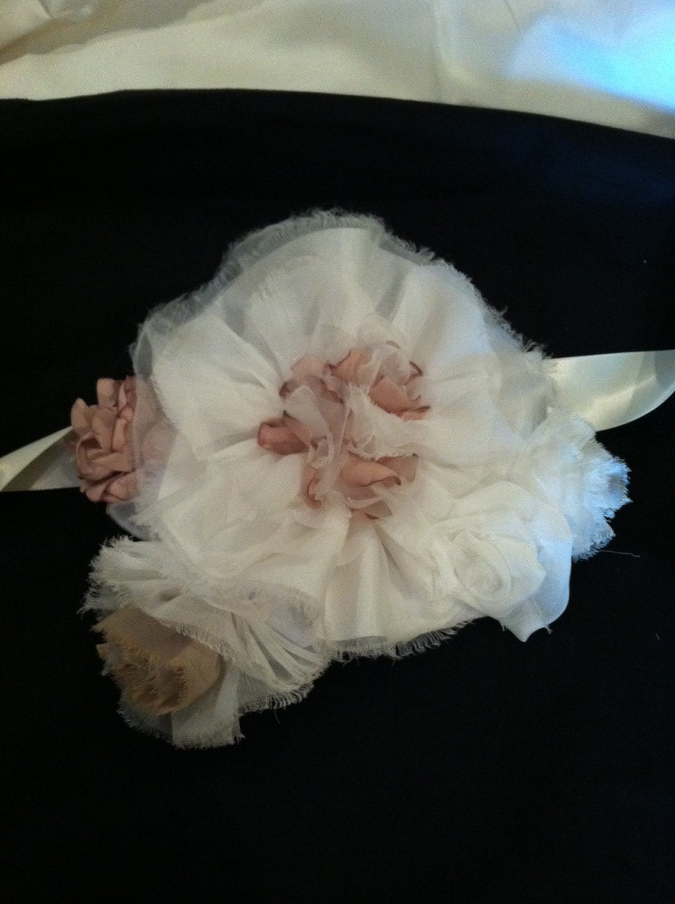 Sally Floral Bridal Sash Wedding Belt Shabby Chic Ivory Taupe