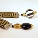 Greek Key Black and Gold Ribbon, Glass and Gold Beaded Ribbon Bookmark. CK Designs
