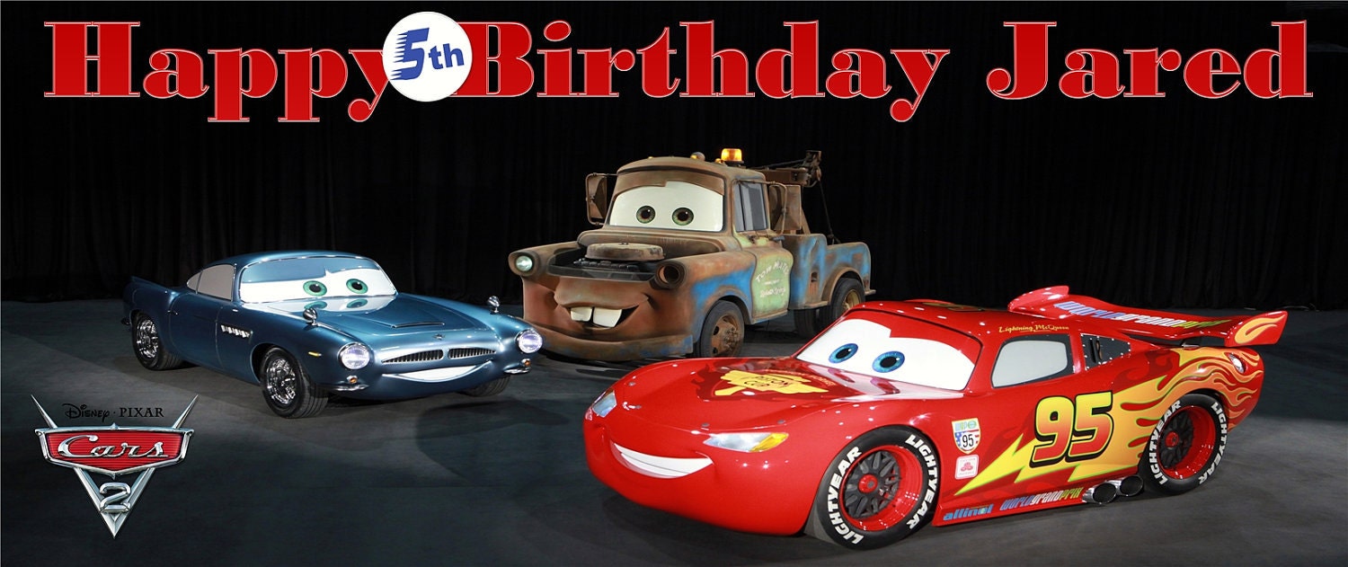 Disney Pixar's Cars 2 Personalized 6 Foot SUPER XL Custom Birthday Banner with a "free" printable DIY Thank You Note