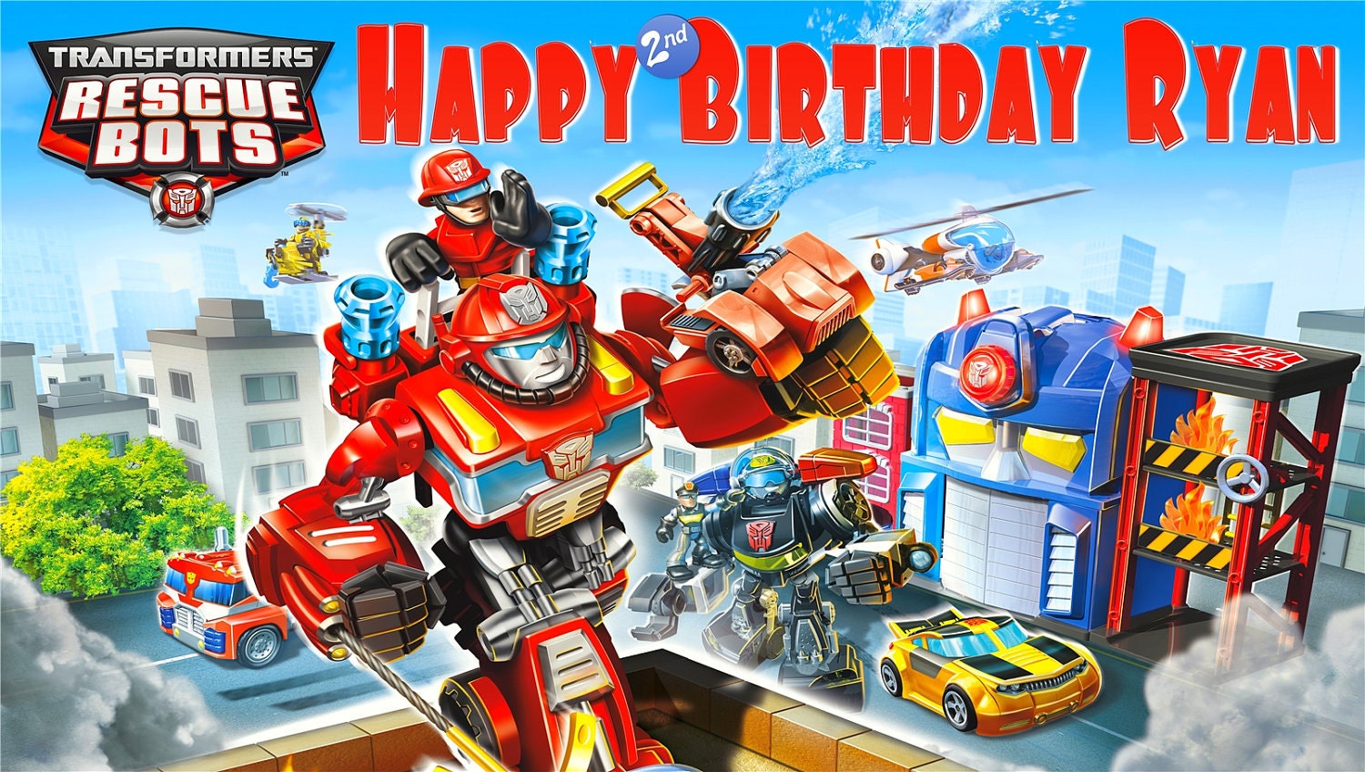 Transformers Rescue Bots Personalized Custom Birthday Banner Party Decoration