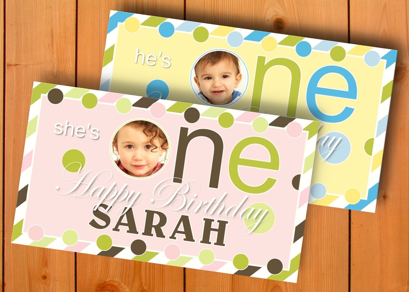 Baby's First Birthday w/ Photo Personalized Custom Birthday Banner with a "free" printable DIY Thank You Note